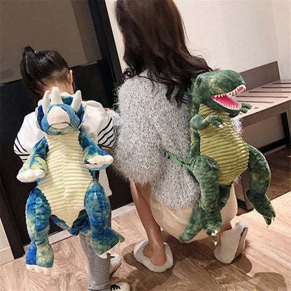 Mochila creativa de dinosaurios 3D para niños, bolsa de peluche de animales de dibujos animados, linda y divertida bolsa para padres e hijos para niñas y niños.