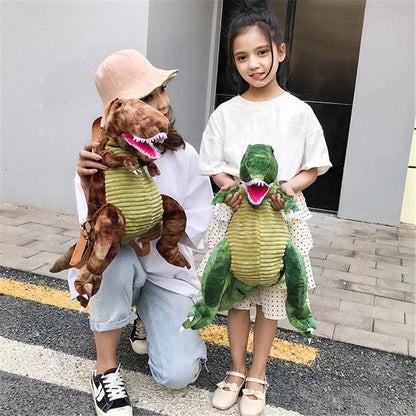 Mochila creativa de dinosaurios 3D para niños, bolsa de peluche de animales de dibujos animados, linda y divertida bolsa para padres e hijos para niñas y niños.