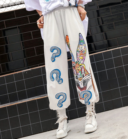 Pantalones anchos de verano con lentejuelas y dibujos animados para mujer