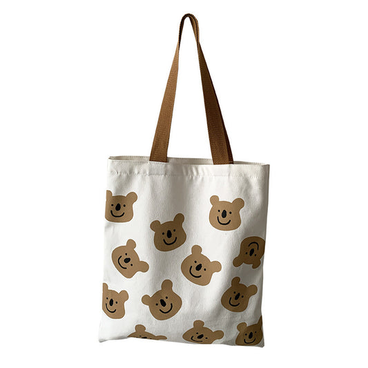 Bolso de playa de lona con diseño de oso de dibujos animados