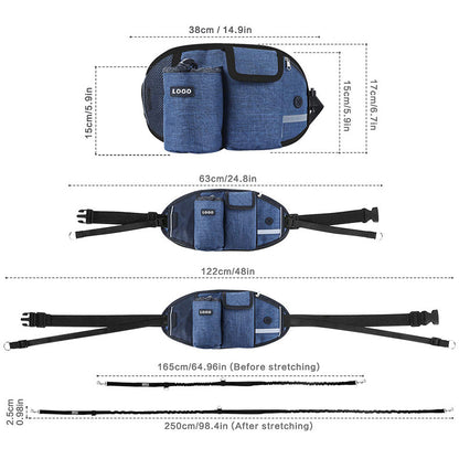 Riñonera para entrenamiento de perros, manos libres, para exteriores, para correr, pasear y almacenar comida y agua.