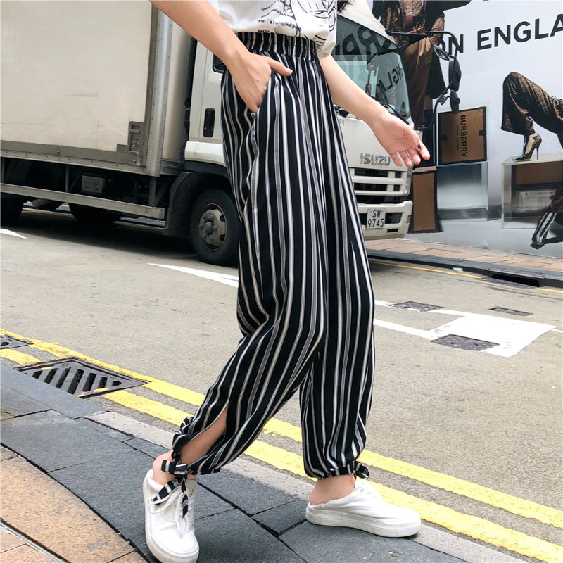 Ice Silk Bloomers Women Summer Thin Loose Chiffon Wide Leg Pants