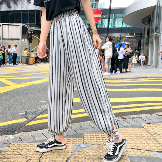 Ice Silk Bloomers Women Summer Thin Loose Chiffon Wide Leg Pants