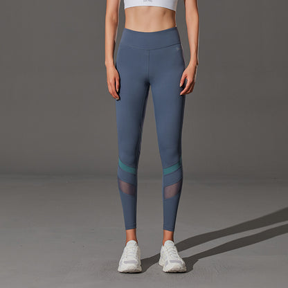 Pantalones de yoga de cintura alta para mujer, mallas deportivas color melocotón para correr