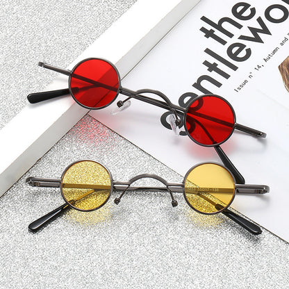 Gafas de sol retro con montura redonda súper pequeña para hombres y mujeres, gafas de sol estilo príncipe, gafas de sol estilo hip hop.