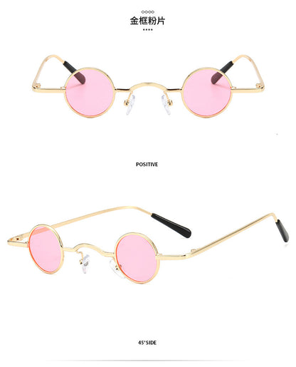 Gafas de sol retro con montura redonda súper pequeña para hombres y mujeres, gafas de sol estilo príncipe, gafas de sol estilo hip hop.