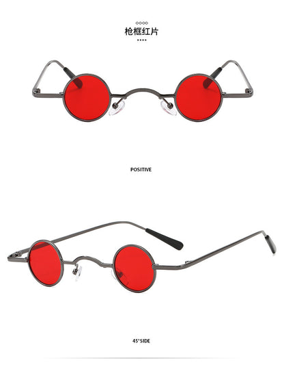 Gafas de sol retro con montura redonda súper pequeña para hombres y mujeres, gafas de sol estilo príncipe, gafas de sol estilo hip hop.