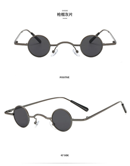 Gafas de sol retro con montura redonda súper pequeña para hombres y mujeres, gafas de sol estilo príncipe, gafas de sol estilo hip hop.
