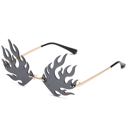 Gafas de sol sin montura con diseño de dragón y fénix para hombre y mujer