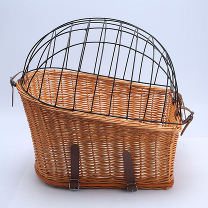 Cesta de ratán para bicicleta, cesta trasera para mascotas