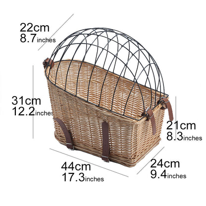 Cesta de ratán para bicicleta, cesta trasera para mascotas