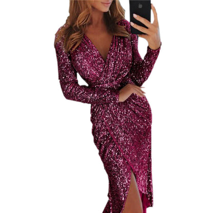Vestidos ajustados para mujer, nuevos vestidos de manga larga color bronce para mujer.