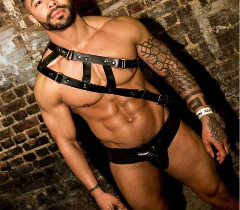 Bar DS Show All - match Show Men's Leather Body Corset Straps - BAGMODA