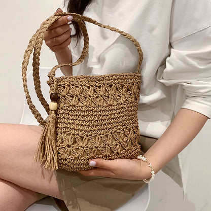 Bolso bandolera de playa de verano tejido a mano