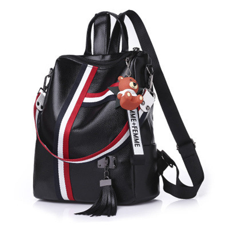 White Soft Leather Travel Lady Backpack