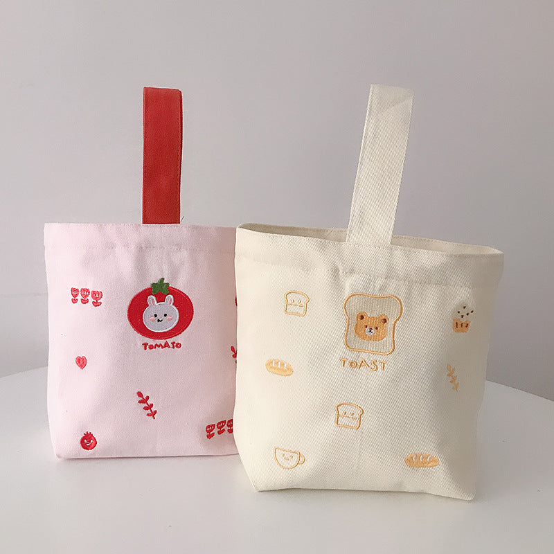 Portable Canvas Bag Office Worker Mommy Lunch Bag Student Cute Small Bag
