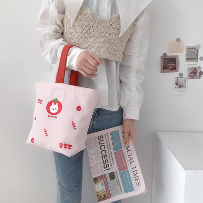 Tragbare Canvas-Tasche Büroangestellte Mama Lunch Bag Student süße kleine Tasche