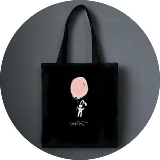 All-match literary canvas bag shoulder letter printing shopping bag