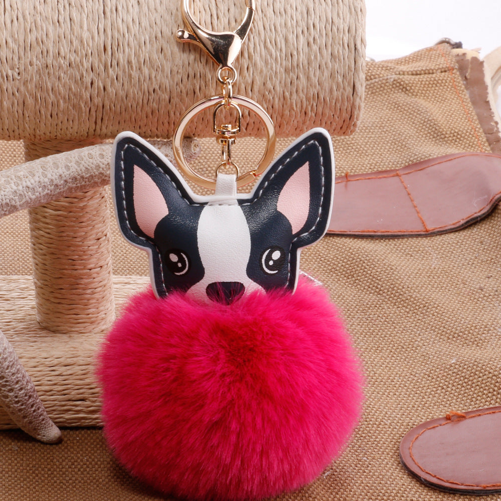 PU puppy feather ball key pendant Pendant