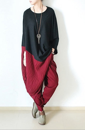 Pantalones de lino, pantalones harén para mujer 