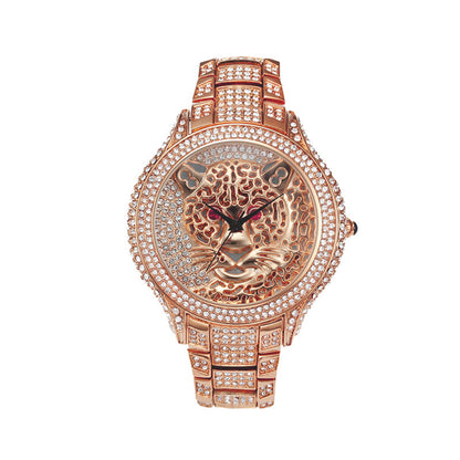 Personalisierte Leopard Diamant Quarz Damenuhr