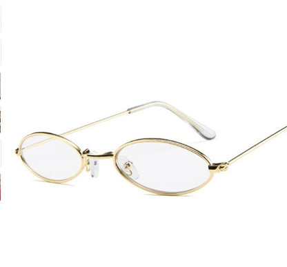 Metall-Sonnenbrille, elliptische Sonnenbrille, kleiner Rahmen, Ozean-Sonnenbrille, Persönlichkeitsbrille für Damen und Herren 