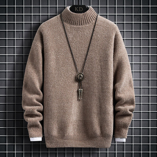 Winter Plus Fleece Thickened Student Middle Collar Warm Bottoming Sweater
