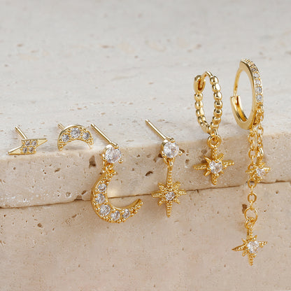 XINGX Kette Quaste Ohrringe Sechs Mans XINGX Monat Mode Zirkon Ohrstecker Für Frauen Eardrop Schmuck