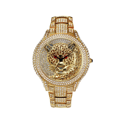 Personalisierte Leopard Diamant Quarz Damenuhr
