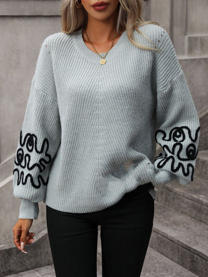 Damen Strickpullover mit einfarbigem Muster