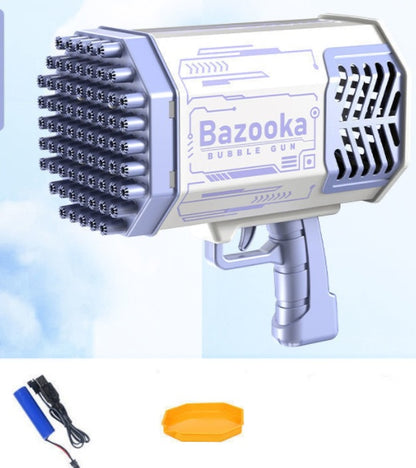 Pistola de burbujas automática con 69 agujeros, forma de cohete, con forma de pistola, con luz, para niños