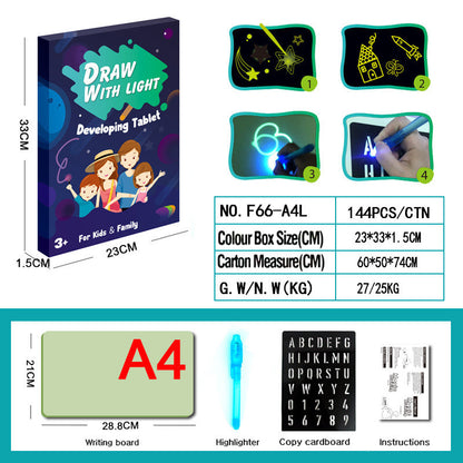Pädagogisches Spielzeug Zeichenblock 3D Magie 8 Lichteffekte Puzzle Board Skizzenblock
