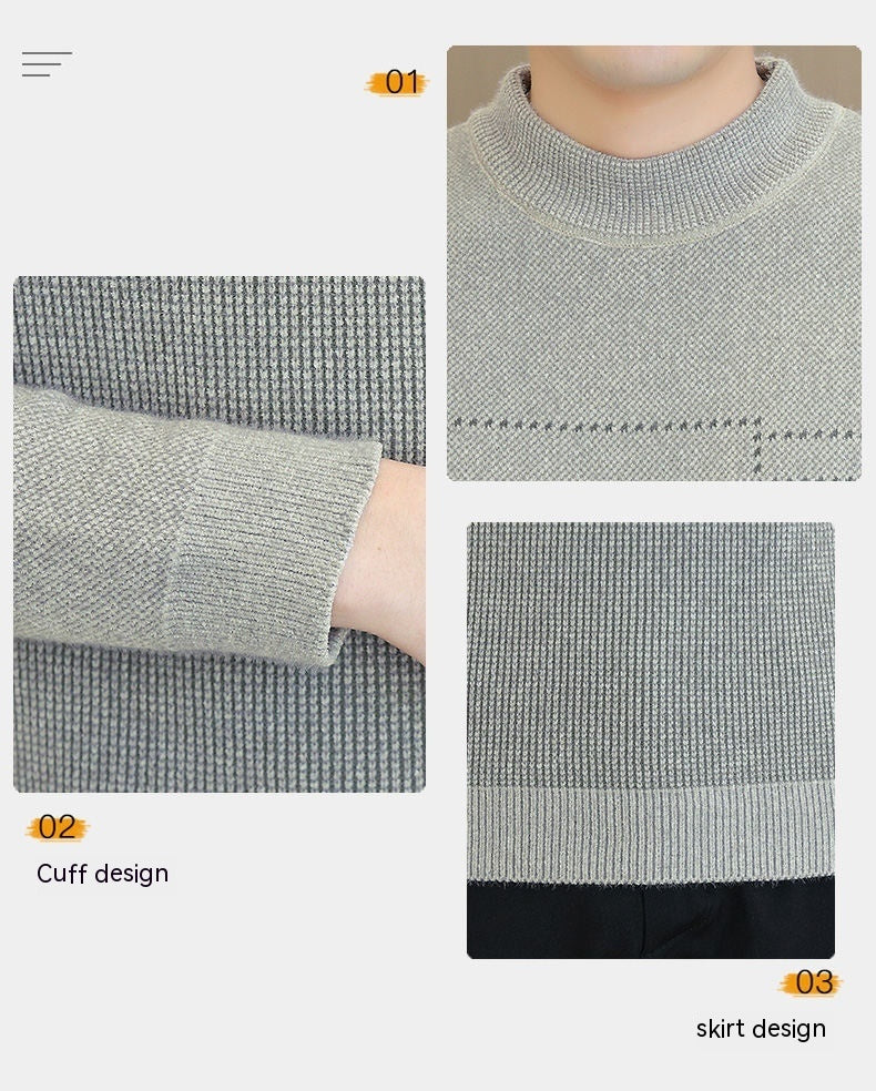 Men's Half-high Collar Sweater Autumn And Winter Mink Fur Thickened Mid Collar Warm