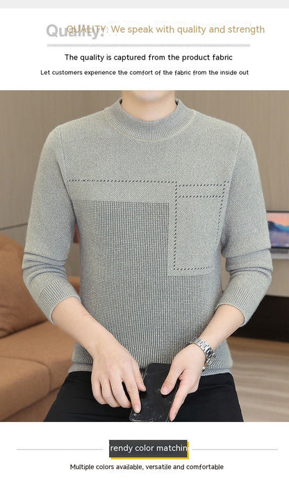 Men's Half-high Collar Sweater Autumn And Winter Mink Fur Thickened Mid Collar Warm