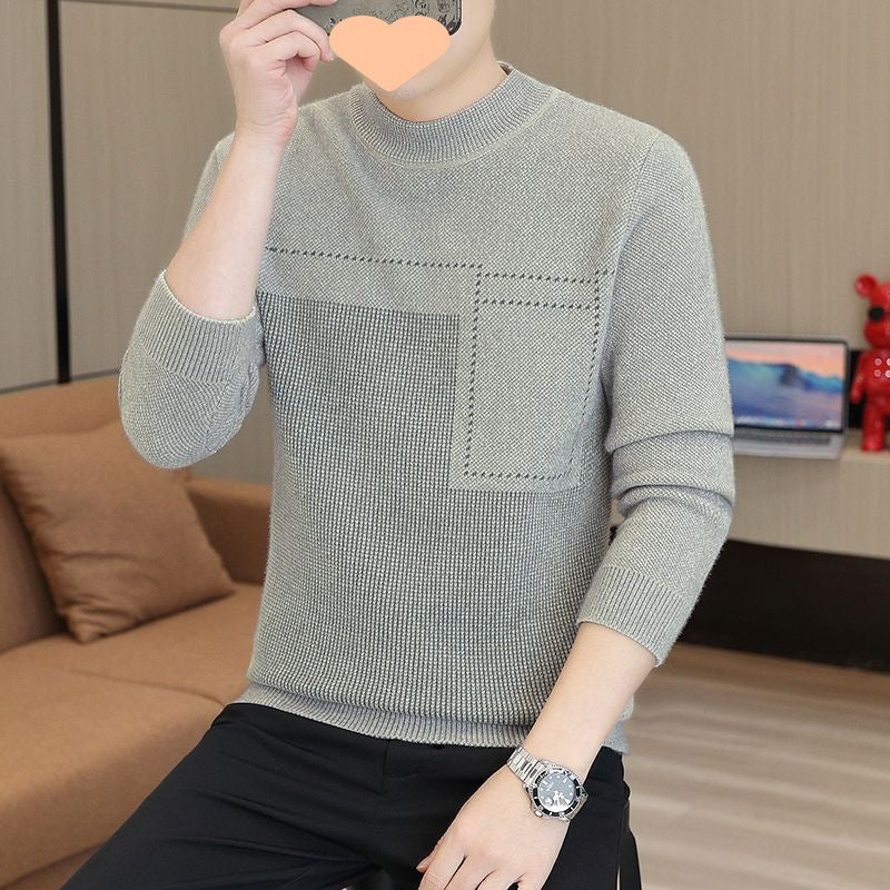 Men's Half-high Collar Sweater Autumn And Winter Mink Fur Thickened Mid Collar Warm