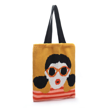 Tragbare Einkaufstasche, Schultertasche aus Strick