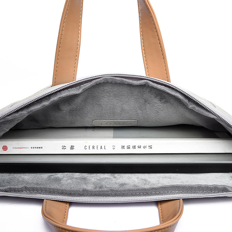 Portable thin and light computer bag portable briefcase pu leather notebook bag