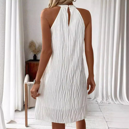 Vestidos de moda para mujer Vestido halter sin espalda de color puro