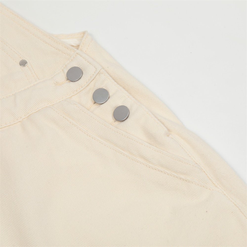 American Retro Embroidered Denim Suspender Pants Men - BAGMODA