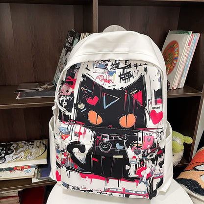 Personalisierter Graffiti-Rucksack im Harajuku-Stil für Mädchen, einfach, passend