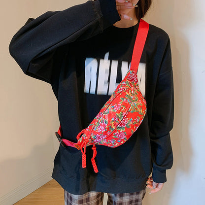 Big Flower Western Style All-matching Waist Bag