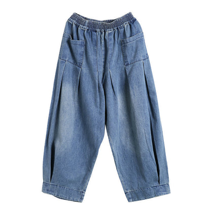 Lose Plus Size Denim Haremshose Damen Freizeithose 