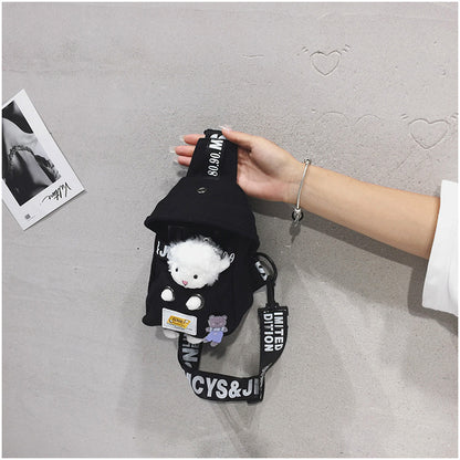 Süße Brusttasche aus Canvas mit Lammmotiv