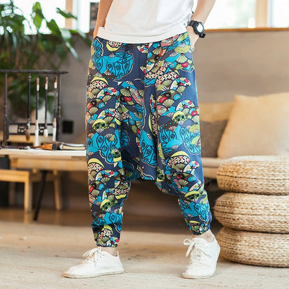 Chinese Style Printed Casual Pants Men Loose - BAGMODA