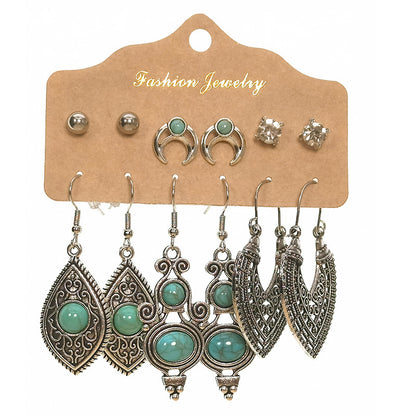 Pendientes adelgazantes con borde cruzado, combinación de estilo bohemio étnico, exquisitos pendientes de gotas de agua con cuentas galvanizadas.