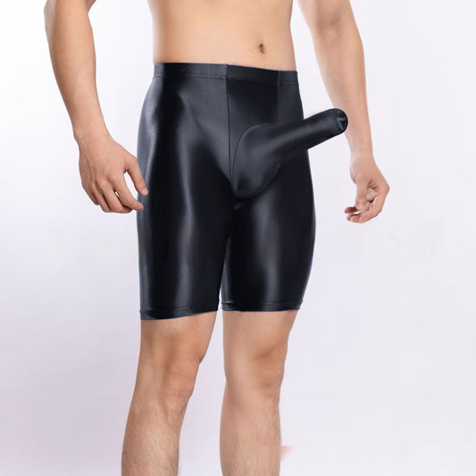 Plus Size Shiny Silky Sports Shorts