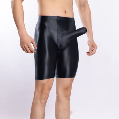 Plus Size Shiny Silky Sports Shorts