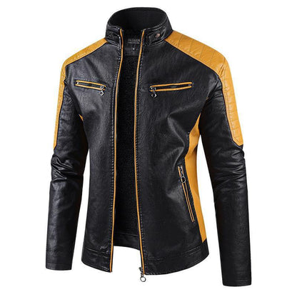 Europäische Größe Herbst Und Winter Freizeit Leder herren Mantel Fleece-gefüttert