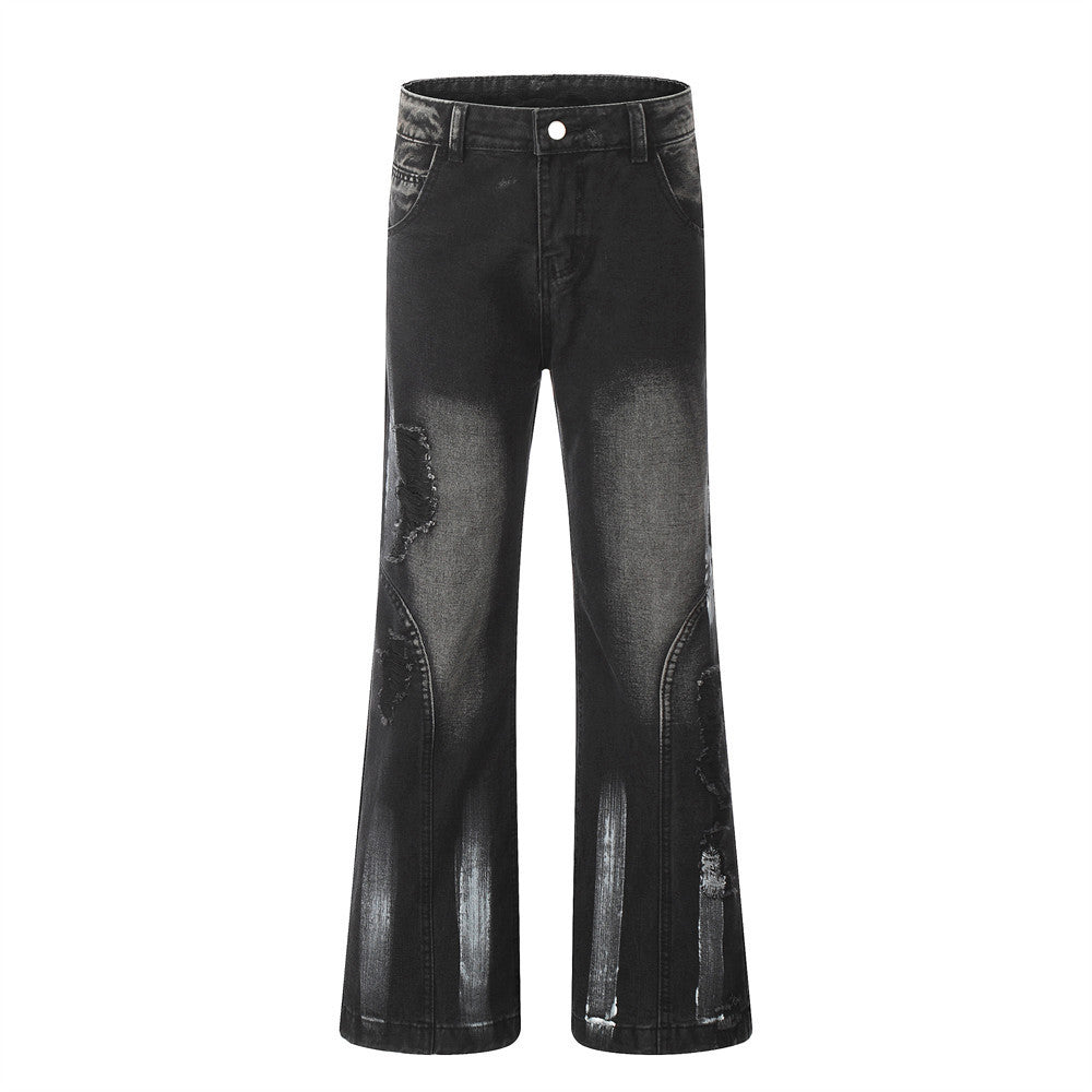 Fashion Loose Denim Bootcut Pants Men