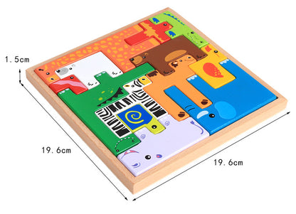 Juguetes de madera de alta calidad para bebés, bloques 3D, bloques de construcción de animales, bloques apilables de madera de haya, regalo creativo de cumpleaños y Navidad para niños.